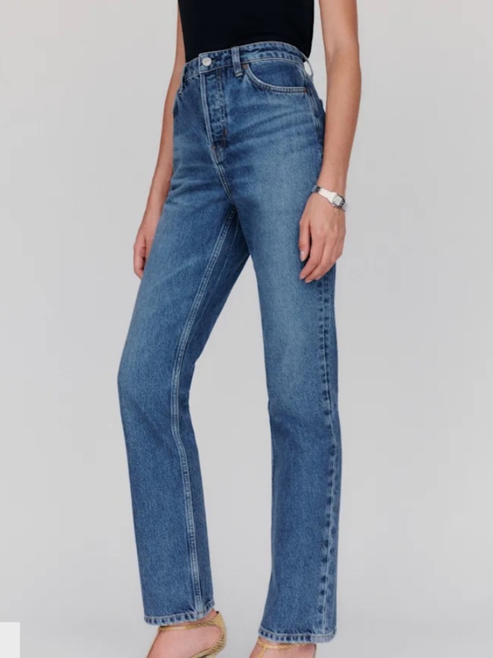 Reformation Cynthia High Rise Straight Jeans - Blue